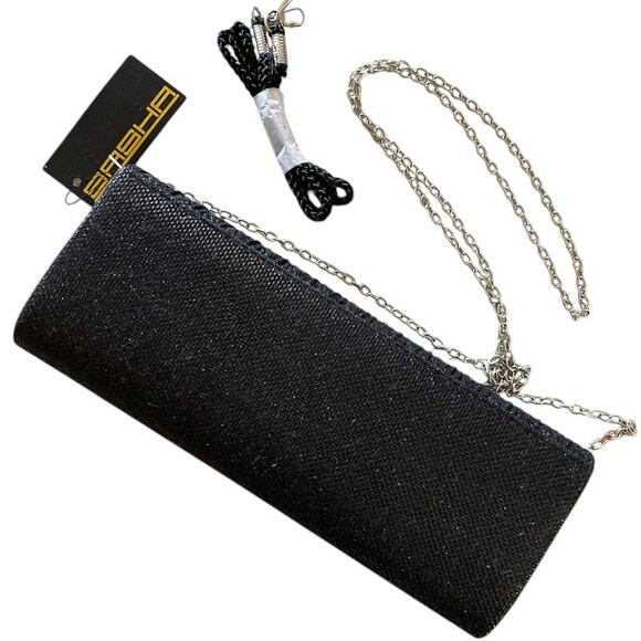 Sasha Glittery Black Evening Clutch Purse Bag NEW - Picture 1 of 7